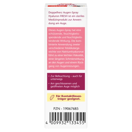 Abbildung der Produktverpackung Doppelherz aktiv Augen-Spray Hyaluron FRESH Rückansicht